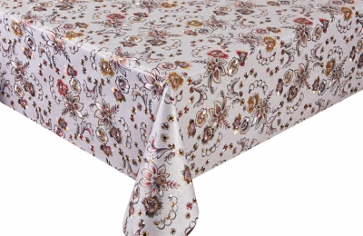 PVC embossed pattern tablecloth with fabric backing
