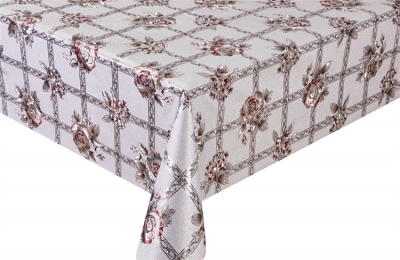 PVC embossed pattern tablecloth with fabric backing