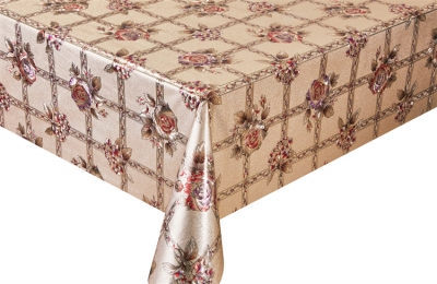 PVC embossed pattern tablecloth with fabric backing