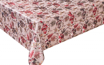 PVC embossed pattern tablecloth with fabric backing