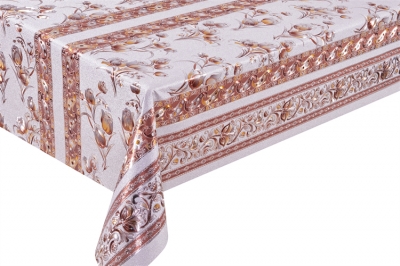PVC embossed pattern tablecloth with fabric backing