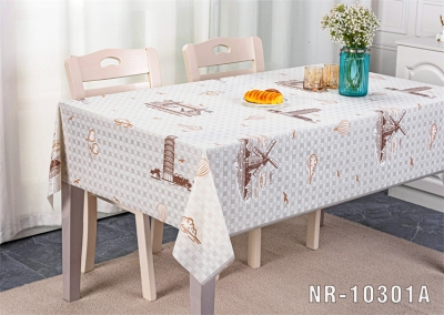 Vinyl tablecloth table over with fabric backing