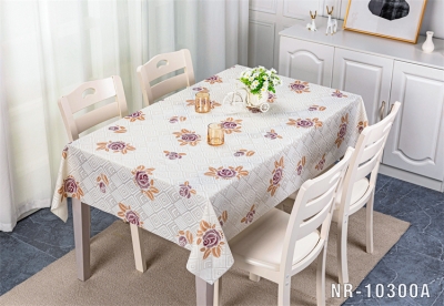Vinyl tablecloth table over with fabric backing